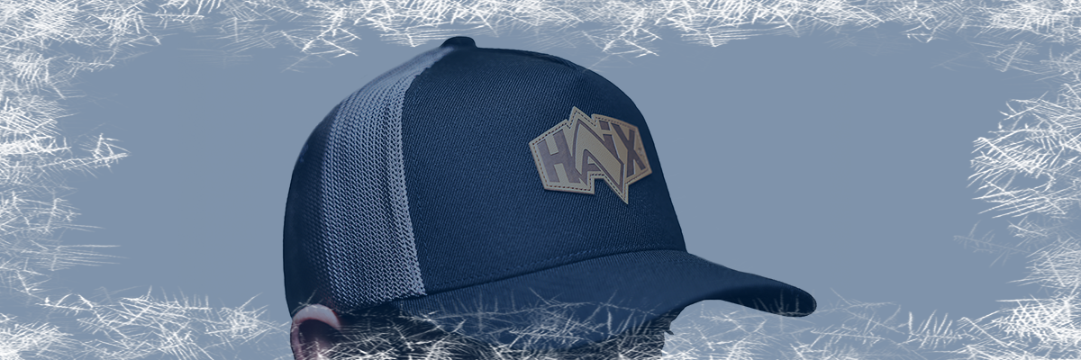 Stocking Stuffers category featuring a HAIX snapback cap on a white background with a frost border effect